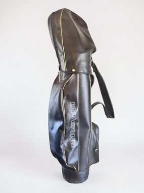 Vintage Dynatour Golf Bag Black Faux Leather Retro Carry Bag